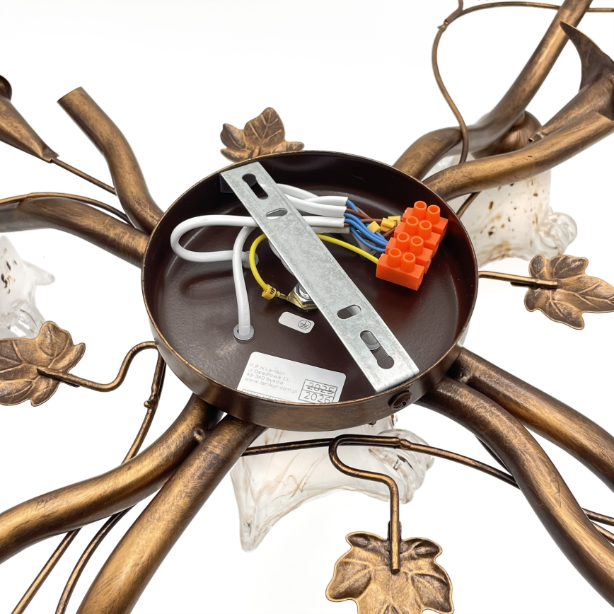 Aufgesetzte Deckenleuchte ROZETA 5xE14/40W/230V bronzefarben