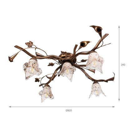 Aufgesetzte Deckenleuchte ROZETA 5xE14/40W/230V bronzefarben