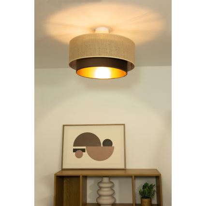 Aufgesetzte Deckenleuchte SARTA 1xE27/60W/230V Ø 45 cm braun/Jute