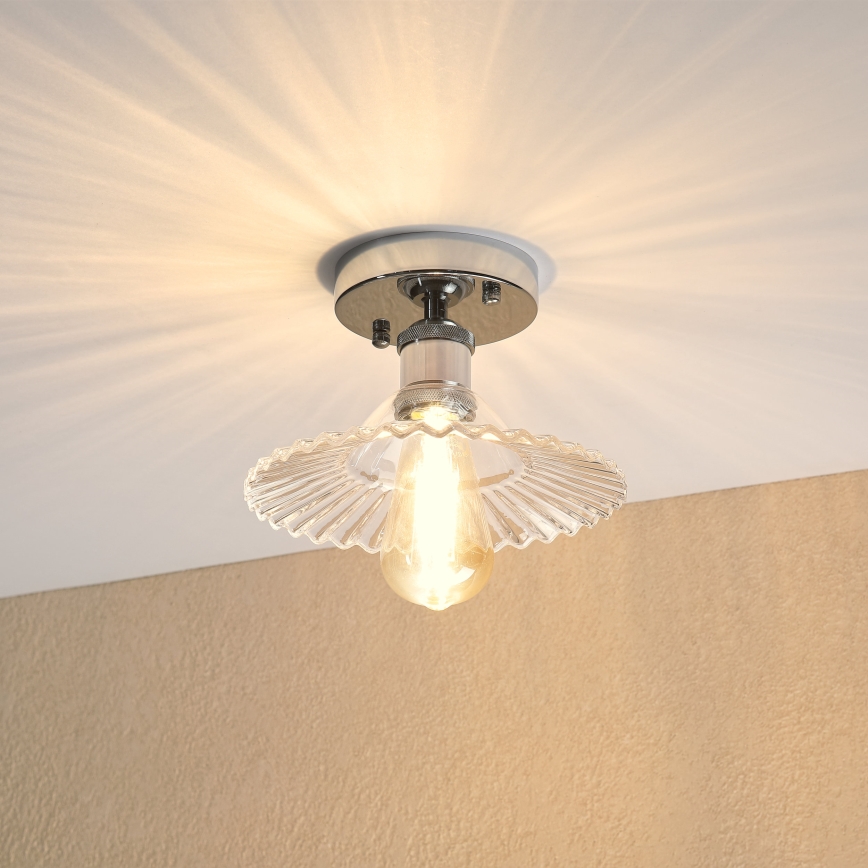 Aufgesetzte Deckenleuchte TRISH 1xE27/15W/230V glänzender Chrom/klares Glas