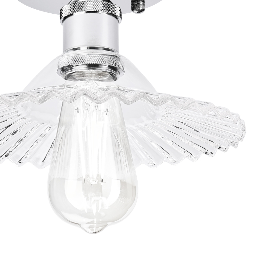 Aufgesetzte Deckenleuchte TRISH 1xE27/15W/230V glänzender Chrom/klares Glas