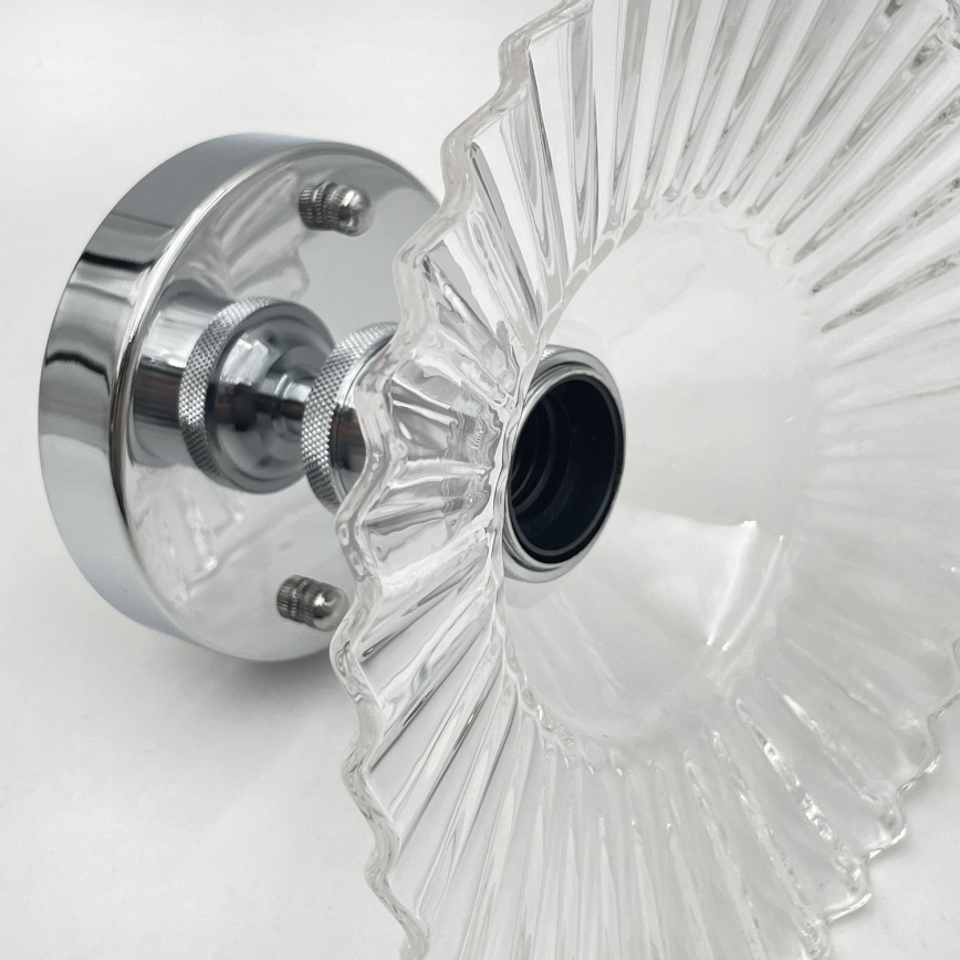 Aufgesetzte Deckenleuchte TRISH 1xE27/15W/230V glänzender Chrom/klares Glas