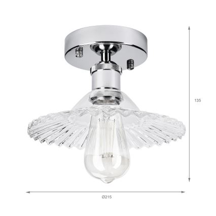 Aufgesetzte Deckenleuchte TRISH 1xE27/15W/230V glänzender Chrom/klares Glas