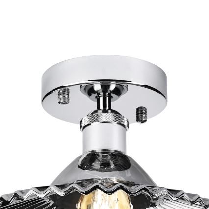 Aufgesetzte Deckenleuchte TRISH 1xE27/15W/230V glänzender Chrom/rauchschwarz