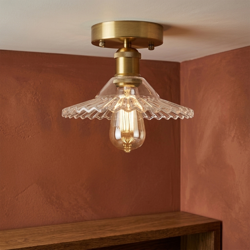 Aufgesetzte Deckenleuchte TRISH 1xE27/15W/230V gold/klar