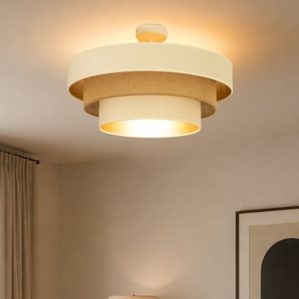 Aufgesetzte Deckenleuchte WENTA 1xE27/60W/230V Ø 50 cm beige/gold