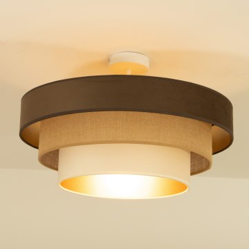Aufgesetzte Deckenleuchte WENTA 1xE27/60W/230V Ø 50 cm braun/Jute/beige