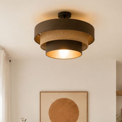 Aufgesetzte Deckenleuchte WENTA 1xE27/60W/230V Ø 50 cm braun/Jute