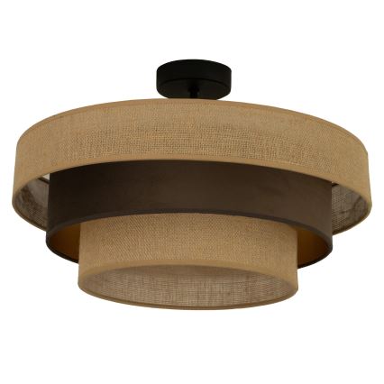 Aufgesetzte Deckenleuchte WENTA 1xE27/60W/230V Ø 50 cm Jute/braun