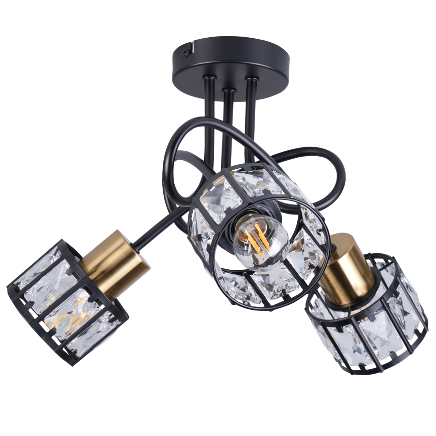 Aufgesetzte Deckenleuchte ZAHARA 3xE27/10W/230V schwarz