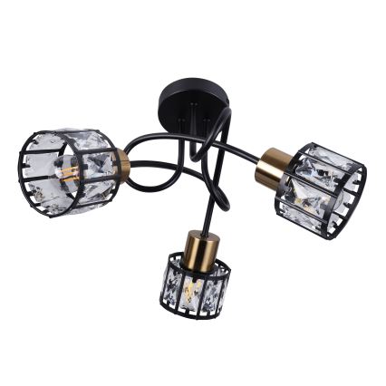Aufgesetzte Deckenleuchte ZAHARA 3xE27/10W/230V schwarz