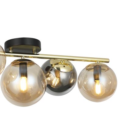 Aufgesetzter Kronleuchter AURIS 5xE14/15W/230V gold/rauchschwarz/beige