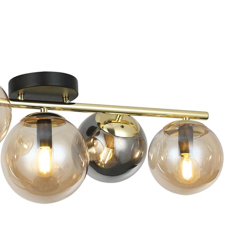 Aufgesetzter Kronleuchter AURIS 5xE14/15W/230V gold/rauchschwarz/beige