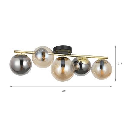 Aufgesetzter Kronleuchter AURIS 5xE14/15W/230V gold/rauchschwarz/beige