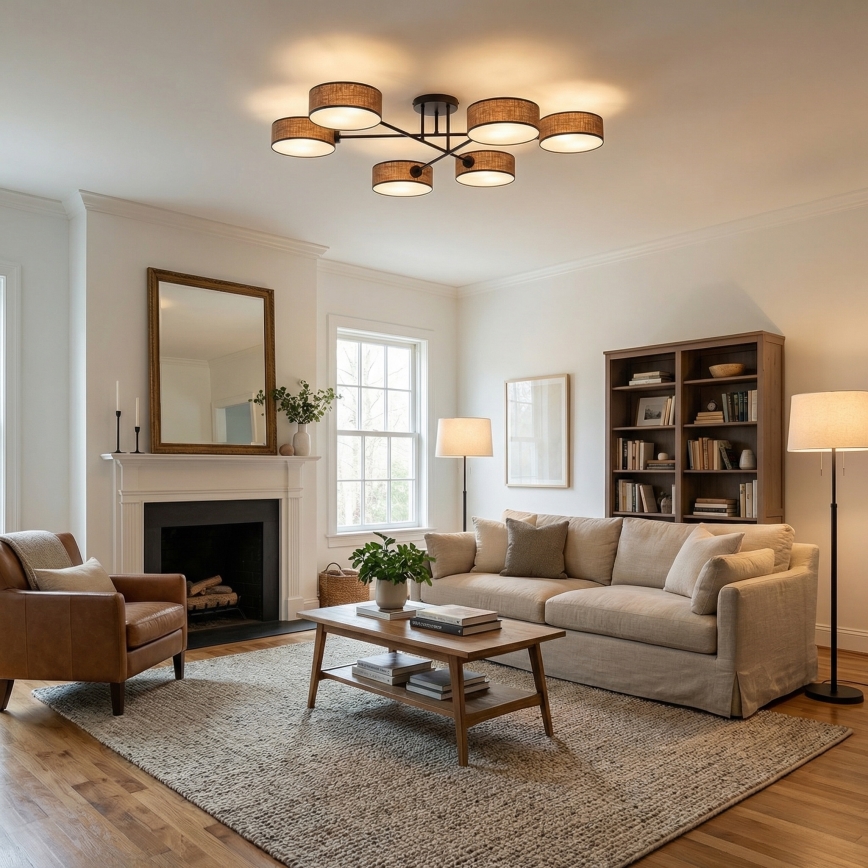 Aufgesetzter Kronleuchter MAGA 6xE14/10W/230V braun