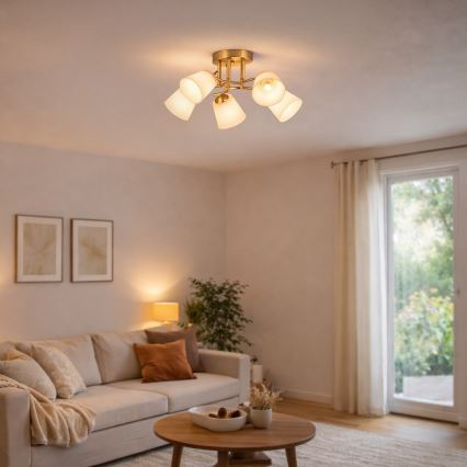 Aufgesetzter Kronleuchter PAFOS 5xE27/15W/230V goldfarben