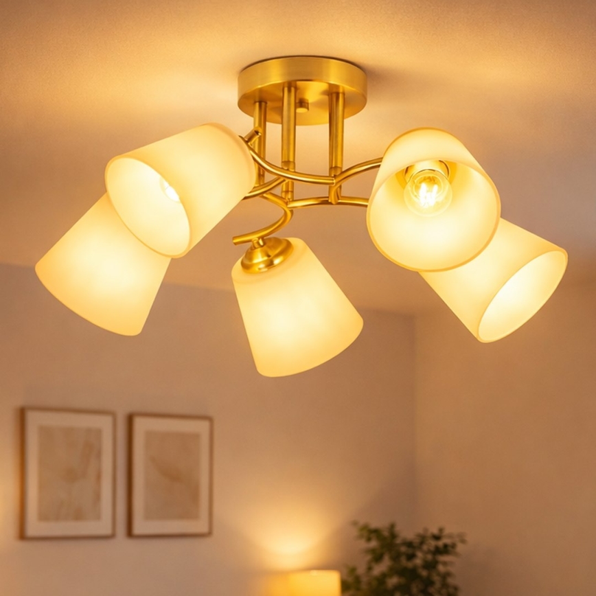 Aufgesetzter Kronleuchter PAFOS 5xE27/15W/230V goldfarben