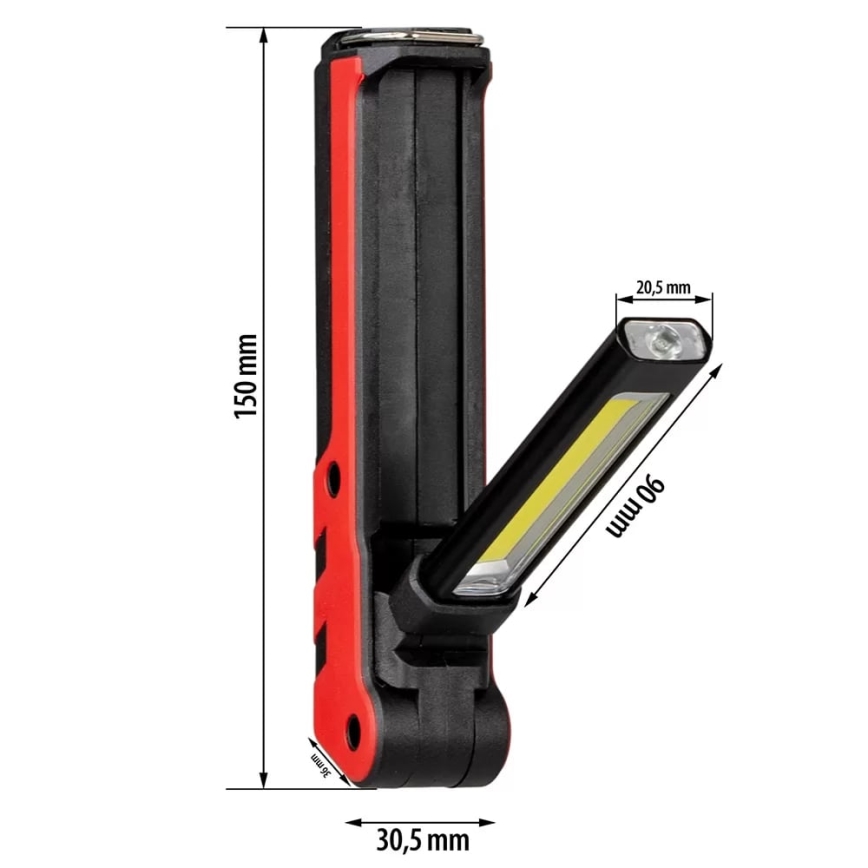 Aufladbare LED-Arbeitshandleuchte LED/5W/5V IPX2 360 glänzend 2000 mAh