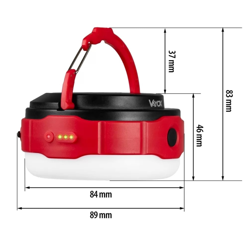Dimmbare, aufladbare LED-Solar-Taschenlampe mit Powerbank-Funktion LED/3W/5V 3000/4000/6500K IPX6 500 glänzend 2000 mAh