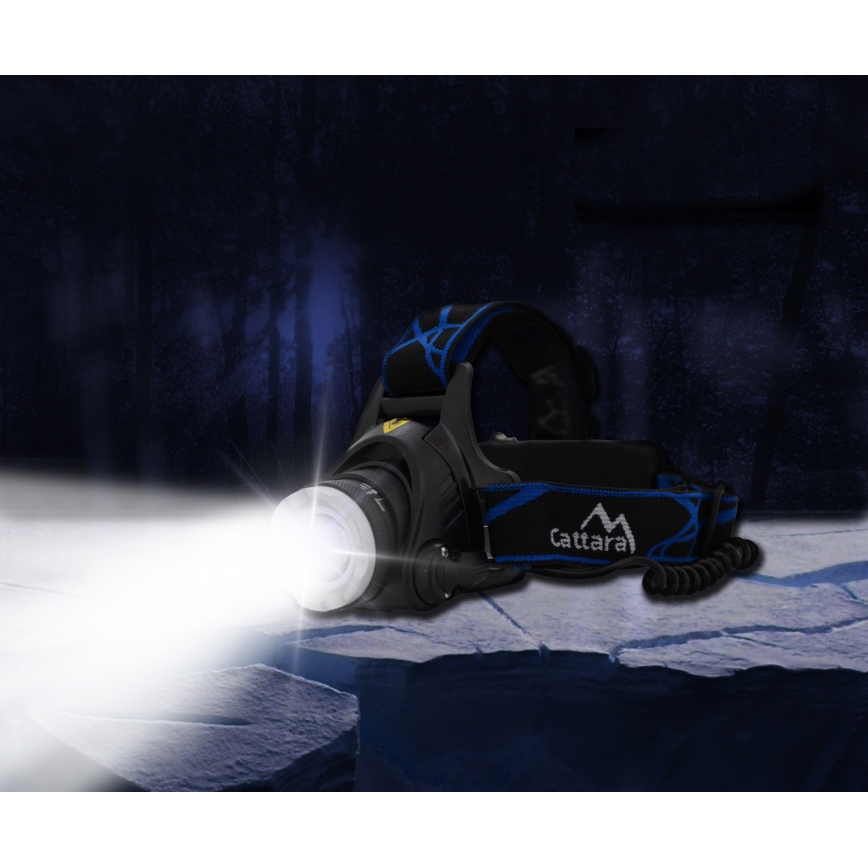 Aufladbare LED-Stirnlampe LED/6W/7,4V 2x2800 mAh IP44 schwarz/blau
