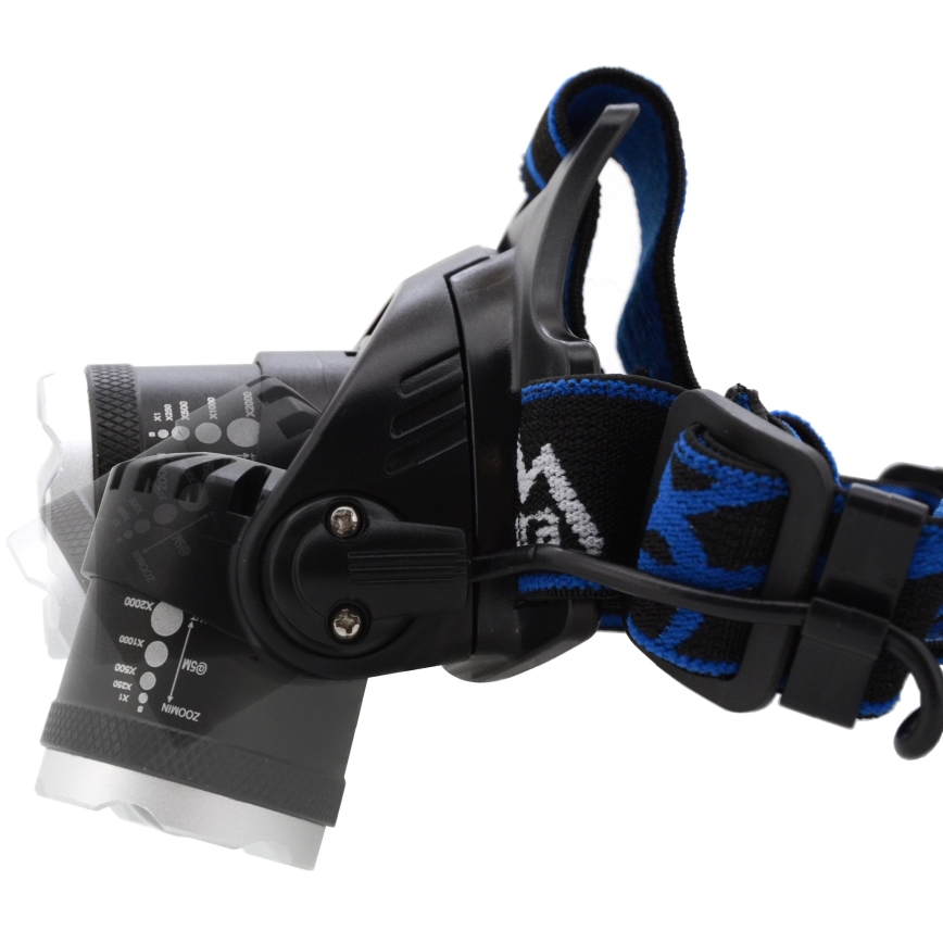 Aufladbare LED-Stirnlampe LED/6W/7,4V 2x2800 mAh IP44 schwarz/blau