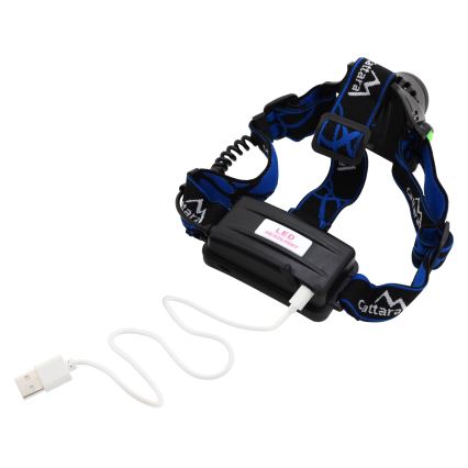 Aufladbare LED-Stirnlampe LED/6W/7,4V 2x2800 mAh IP44 schwarz/blau