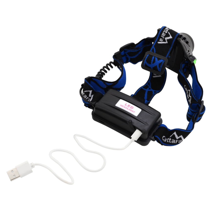 Aufladbare LED-Stirnlampe LED/6W/7,4V 2x2800 mAh IP44 schwarz/blau