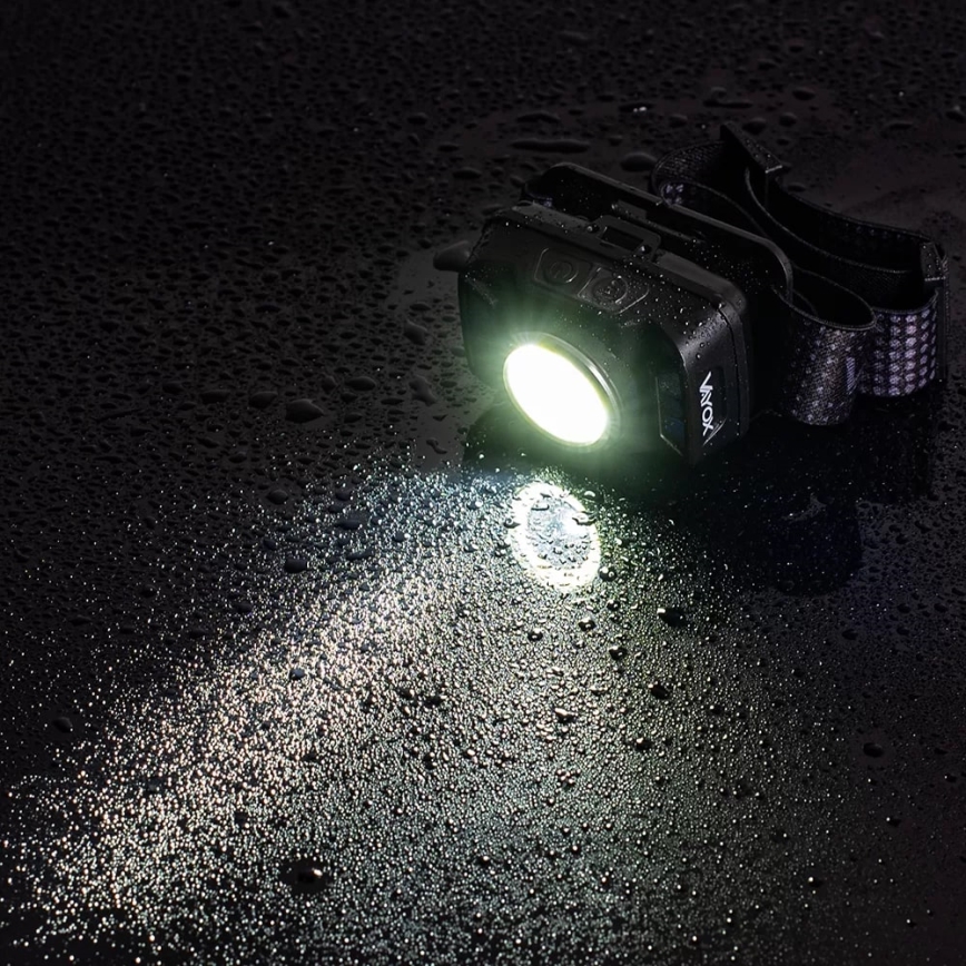 Dimmbare, aufladbare LED-Stirnlampe mit Sensor und rotem Licht LED/15W/5V IP66 430 glänzend 1800 mAh