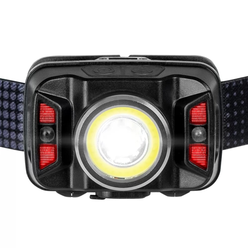 Dimmbare, aufladbare LED-Stirnlampe mit Sensor und rotem Licht LED/15W/5V IP66 430 glänzend 1800 mAh