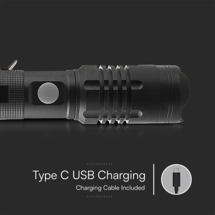 Aufladbare LED-Taschenlampe USB LED/10W/5V IP54 2000 mAh 1000 glänzend