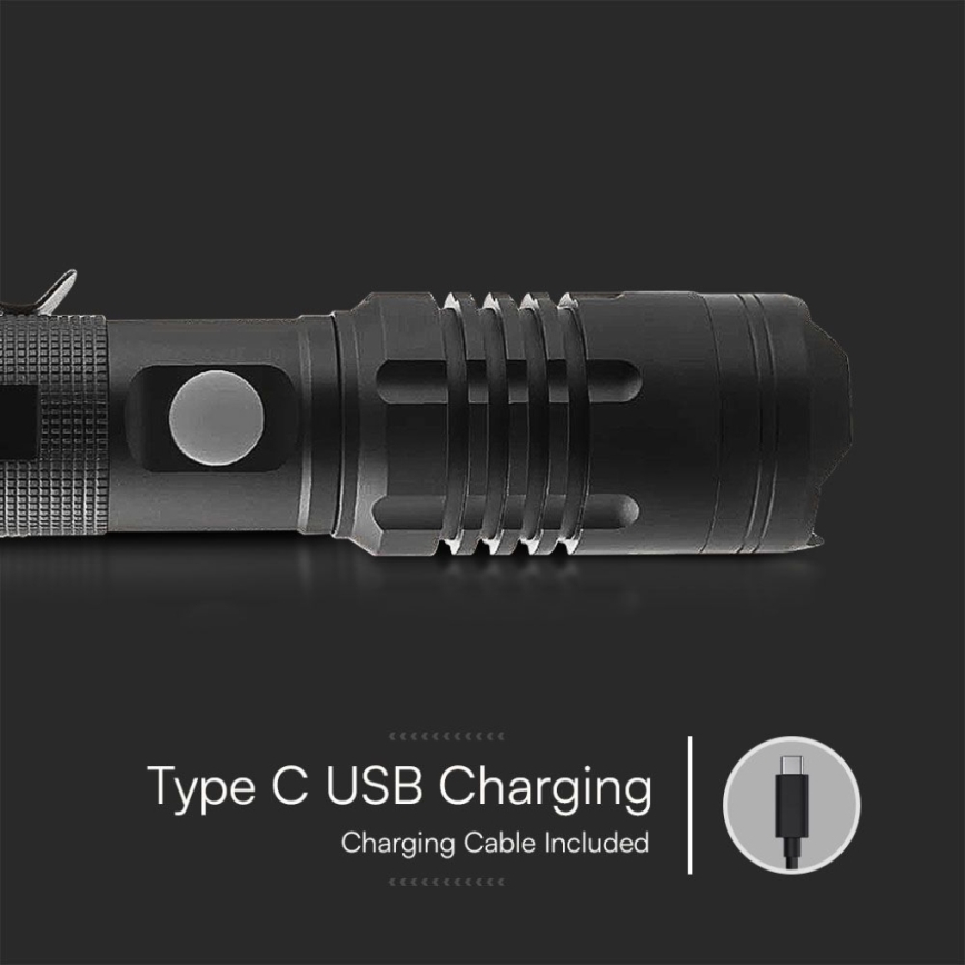 Aufladbare LED-Taschenlampe USB LED/10W/5V IP54 2000 mAh 1000 glänzend