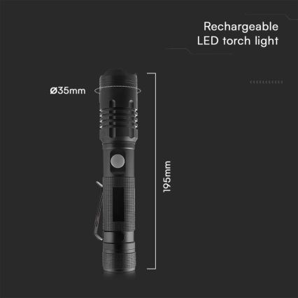 Aufladbare LED-Taschenlampe USB LED/10W/5V IP54 2000 mAh 1000 glänzend