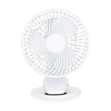 Aufladbarer Tischventilator mit Klemme VIENTO 6W/5V 2000 mAh weiß