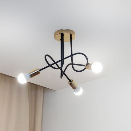 Aufputz-Deckenleuchte OXFORD 3xE27/15W/230V gold/schwarz