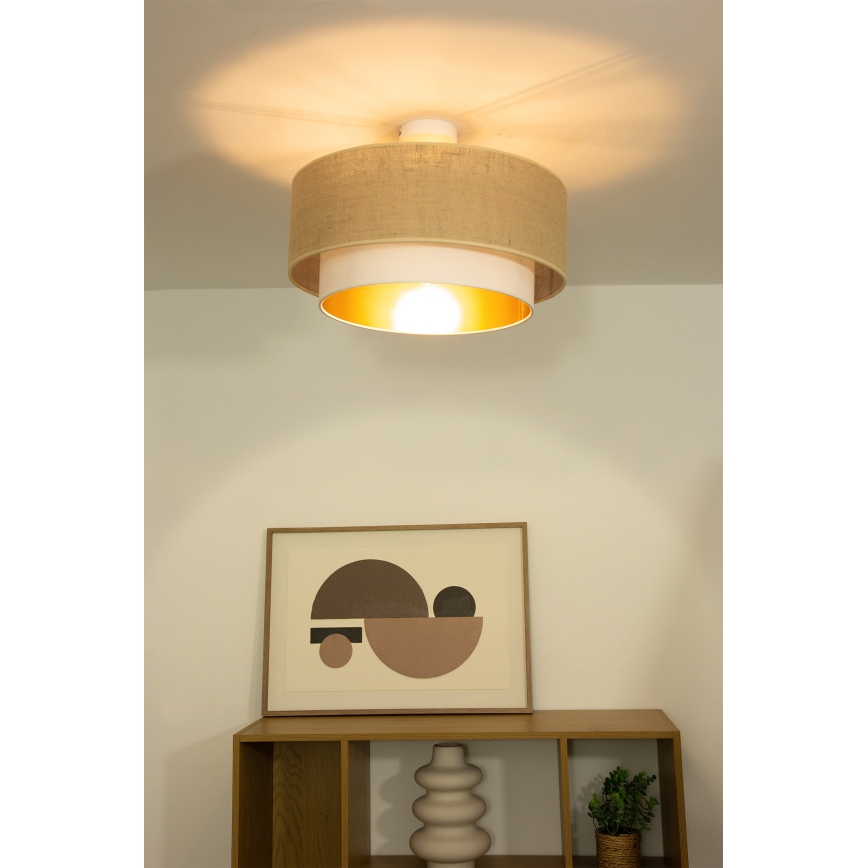 Aufputz-Deckenleuchte SARTA 1xE27/60W/230V Ø 45 cm weiß/jute