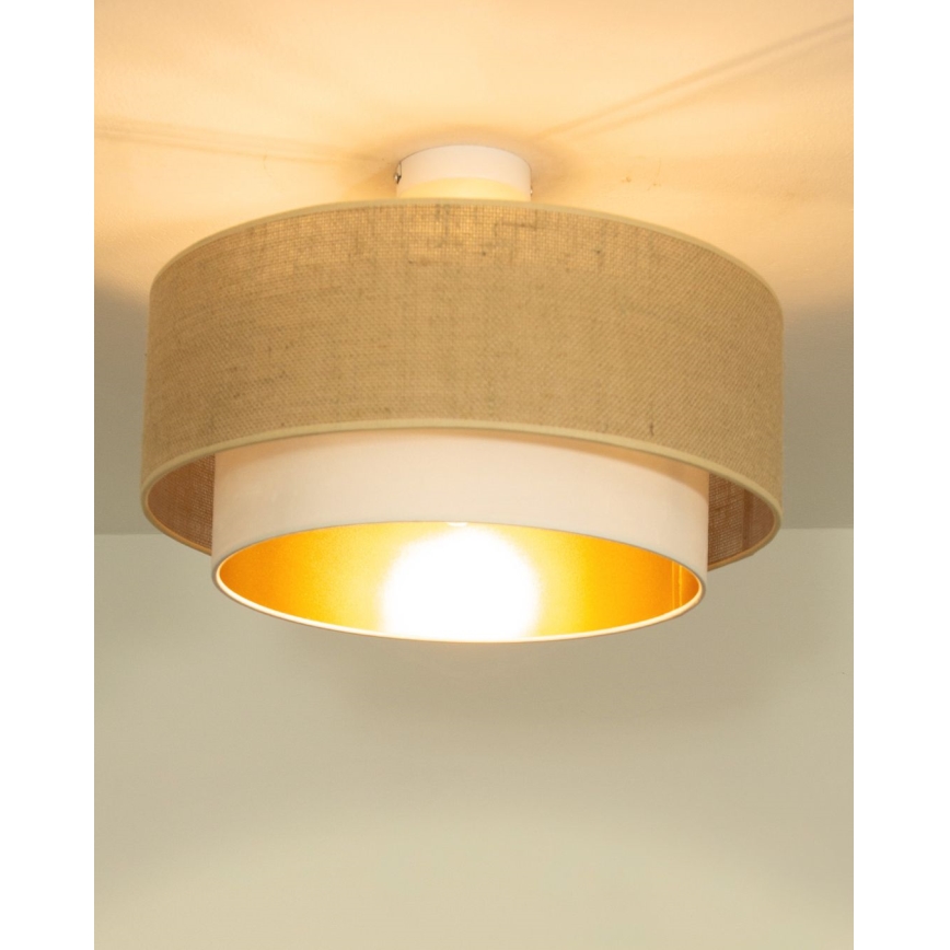 Aufputz-Deckenleuchte SARTA 1xE27/60W/230V Ø 45 cm weiß/jute