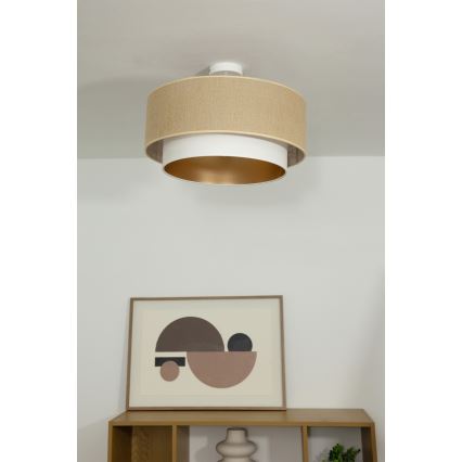 Aufputz-Deckenleuchte SARTA 1xE27/60W/230V Ø 45 cm weiß/jute
