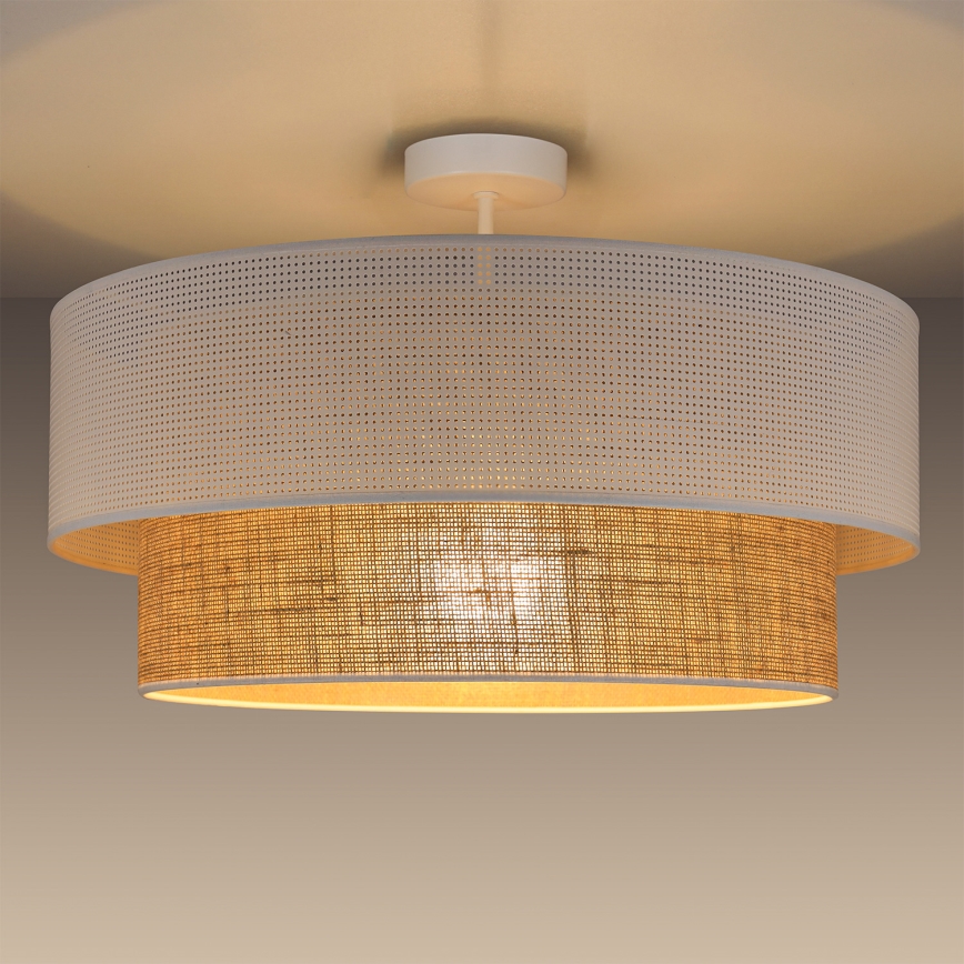 Aufputz-Kronleuchter BORHO 1xE27/60W/230V weiß/Jute