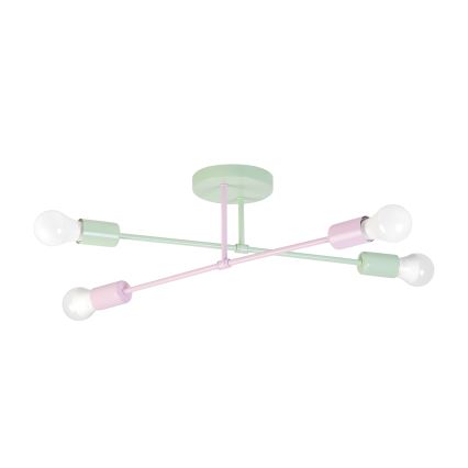 Aufputz-Kronleuchter CAMBRIDGE 4xE27/15W/230V grün/rosa