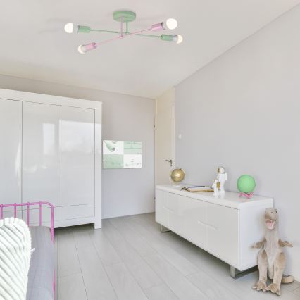 Aufputz-Kronleuchter CAMBRIDGE 4xE27/15W/230V grün/rosa