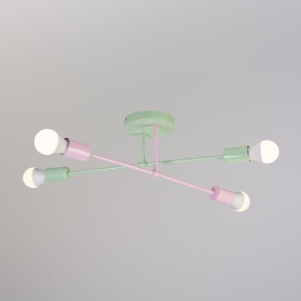 Aufputz-Kronleuchter CAMBRIDGE 4xE27/15W/230V grün/rosa