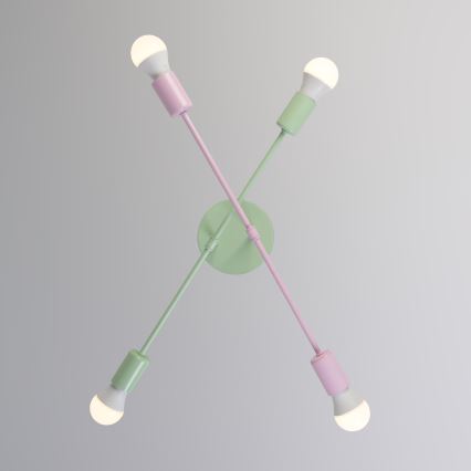 Aufputz-Kronleuchter CAMBRIDGE 4xE27/15W/230V grün/rosa
