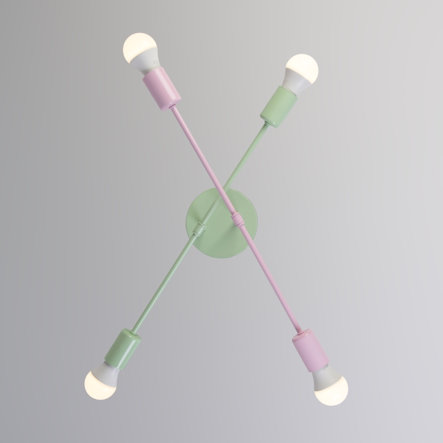 Aufputz-Kronleuchter CAMBRIDGE 4xE27/15W/230V grün/rosa