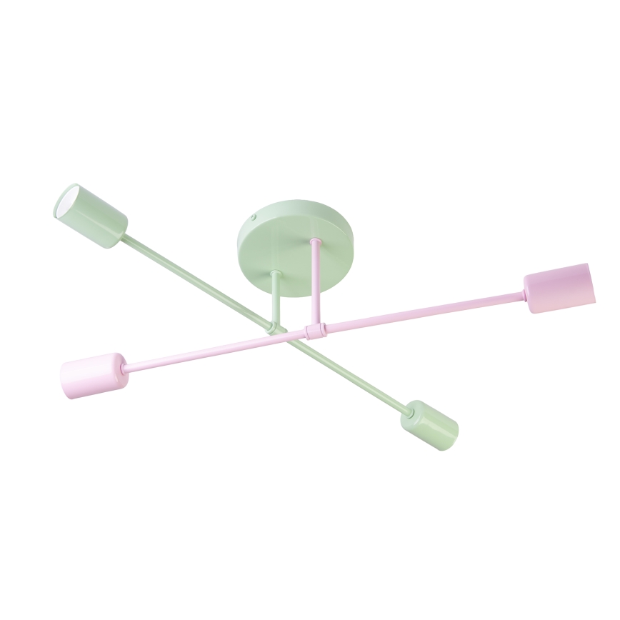 Aufputz-Kronleuchter CAMBRIDGE 4xE27/15W/230V grün/rosa