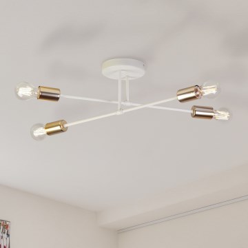Aufputz-Kronleuchter CAMBRIDGE 4xE27/15W/230V Messing/Weiß