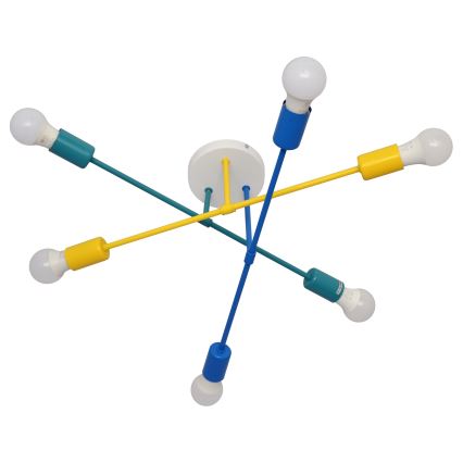 Aufsatzkronleuchter CAMBRIDGE 6xE27/20W/230V blau/gelb