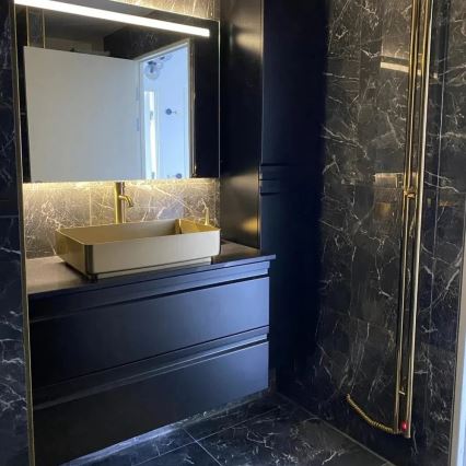 Aufsatzwaschbecken LJORDAL 52 x 34 cm, Stahl/Messing