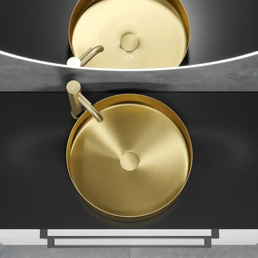 Aufsatzwaschbecken LJORDAL, Ø 40 cm, Stahl/Messing