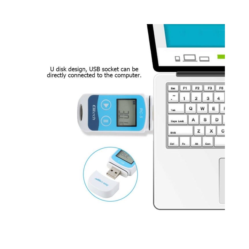 Aufzeichnungsthermometer USB/1xCR2032 IP67
