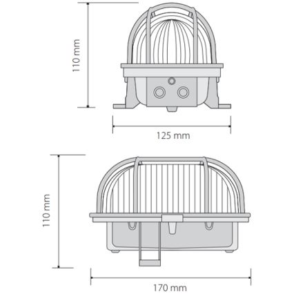 Außen-Deckenleuchte OVAL 1xE27/60W/230V IP44